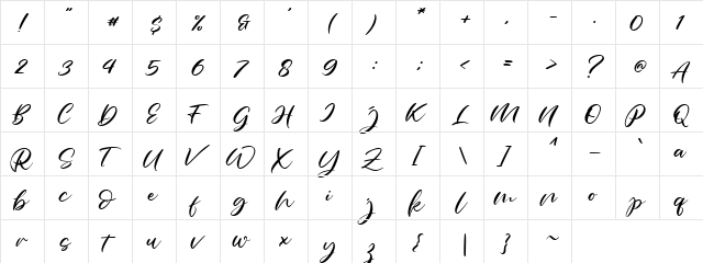 parahyang Regular  glyph index