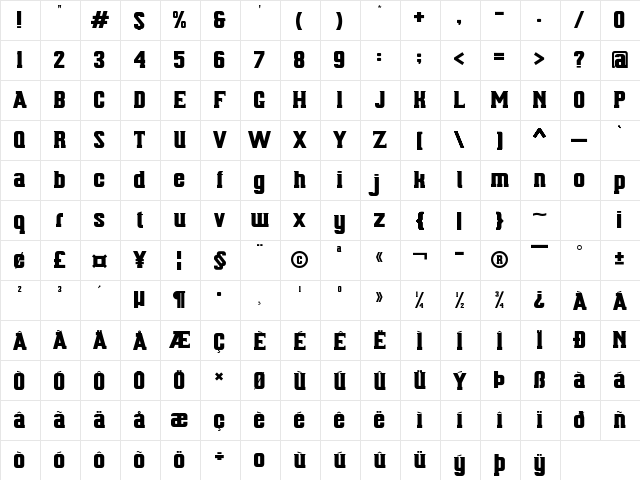 Bellmont Regular  glyph index