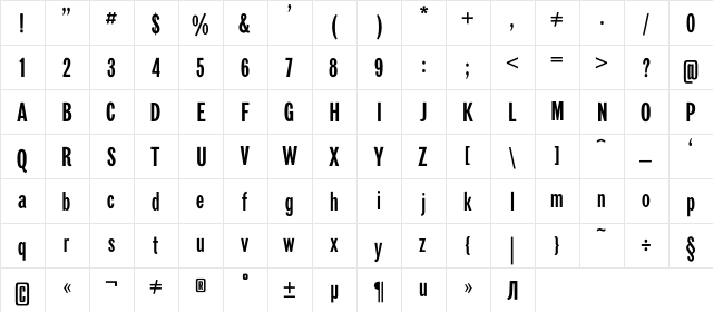 GazetaSansC Regular  glyph index