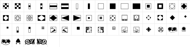 ViennaExtras Roman  glyph index