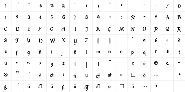 COBBLEA Regular  glyph index