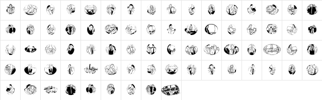 VeryBusy Regular  glyph index