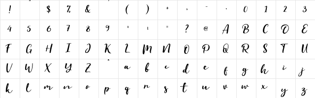 Evident Regular  glyph index
