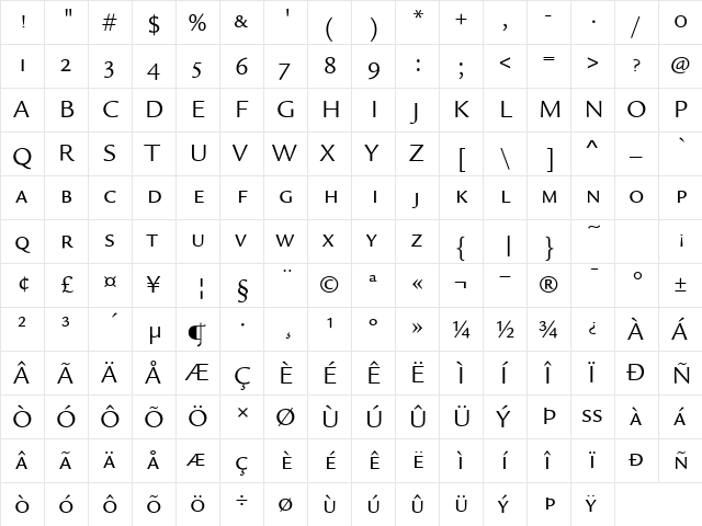 LegacySansITCSC-Book Book  glyph index