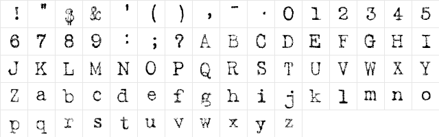 Typewriter2 Regular  glyph index
