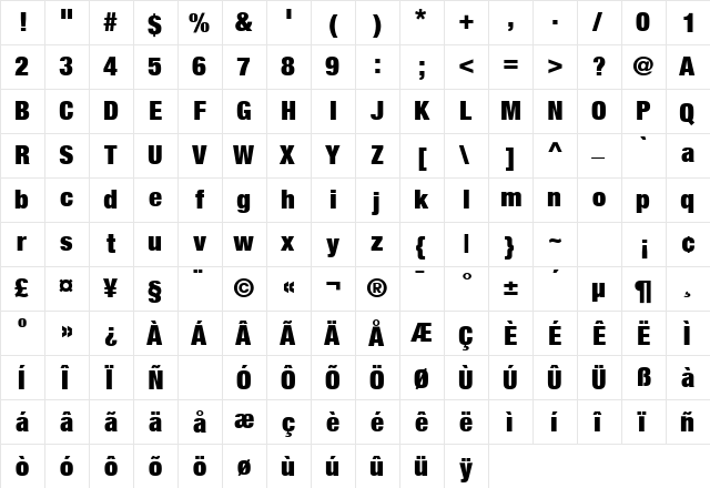Context Reprise UltraCond SSi Normal  glyph index