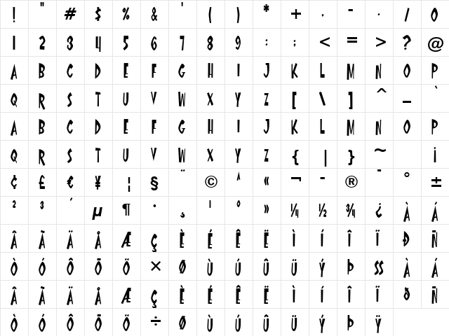 Oyster Bar BTN Cond Regular  glyph index