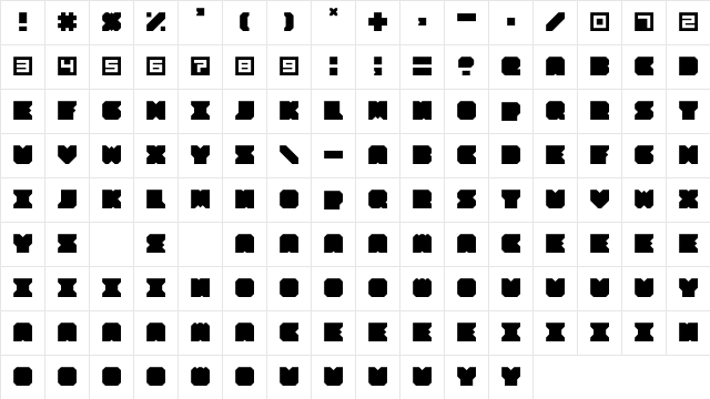 Brutalism Regular  glyph index