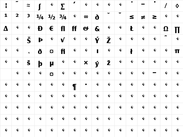 PageSans-BoldExpert Regular  glyph index