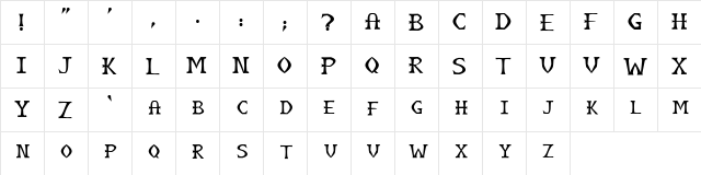 Midian Regular  glyph index