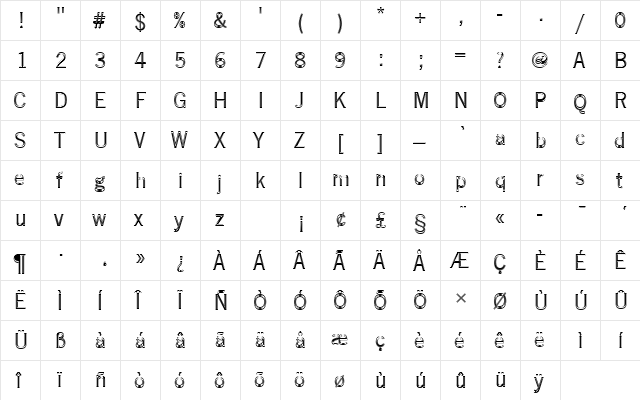 NewsGotTRegIn1 Regular  glyph index
