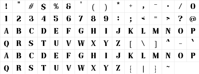 a Angkatan Bersenjata Regular  glyph index