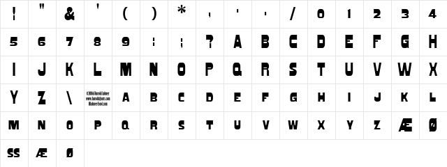 Blacktop Small Caps Regular  glyph index