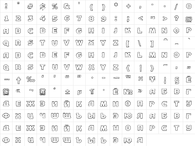 a_ConceptoTitulBrOtl Regular  glyph index