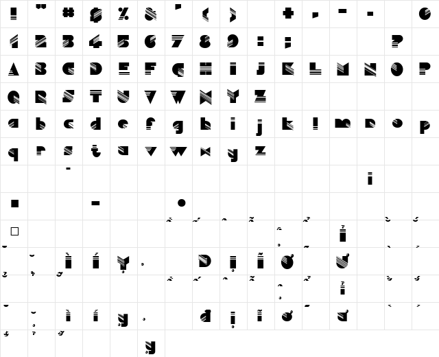 VNI-Aztek Bold  glyph index