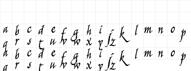 Killgraphy Bold Regular  glyph index