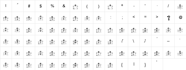 Dressed Puppy Regular  glyph index