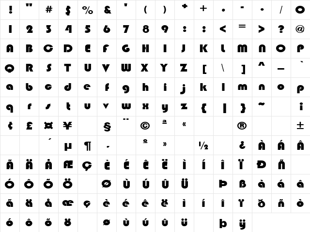 Smoke 5 Regular  glyph index