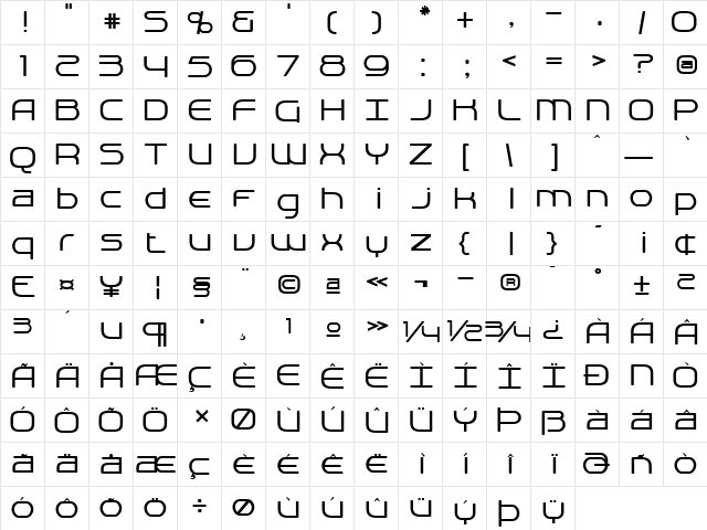 Snowboard Regular  glyph index