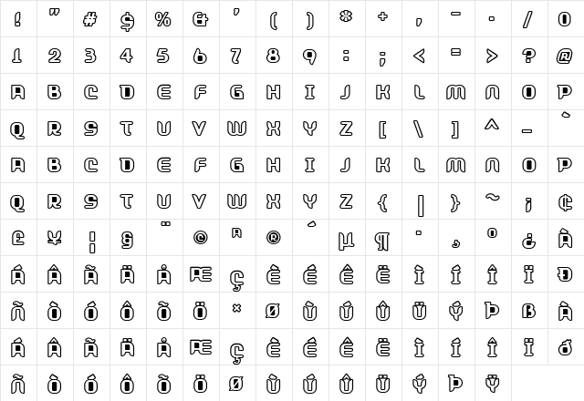 Shifty Regular  glyph index