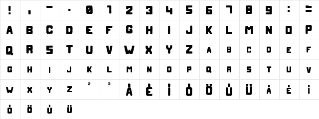Blobb Regular  glyph index