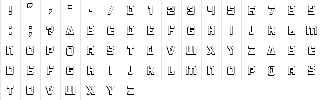 Bombardment 3D Regular  glyph index