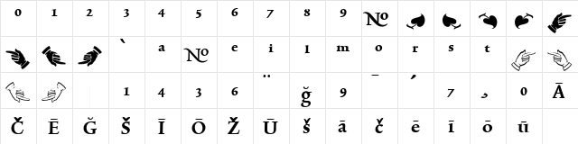 TriniteNo3 Bold  glyph index