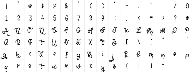 Hamidah Regular  glyph index