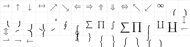 euex10 Regular  glyph index