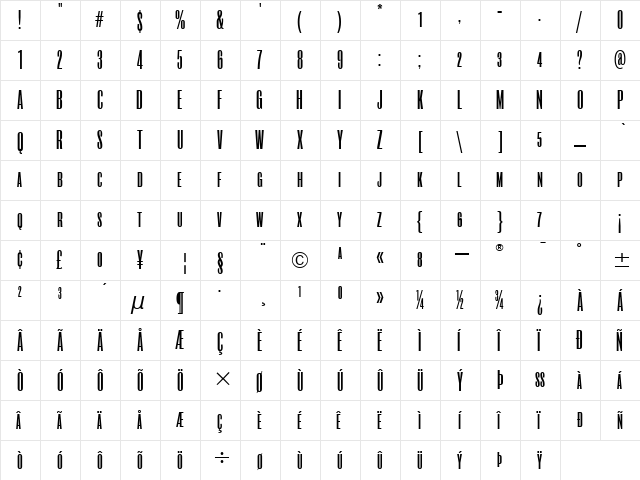 RoswellSCThreeITC TT Regular  glyph index