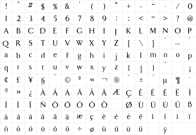 Arrow Regular  glyph index