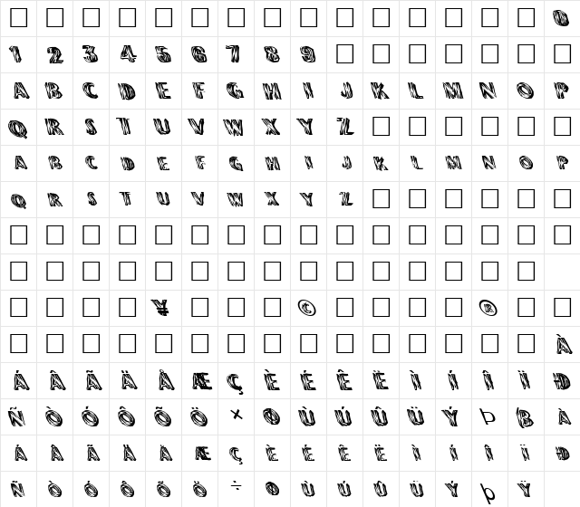 FZ WACKY 24 LEFTY Normal  glyph index