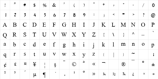 AdaMediumMF Regular  glyph index
