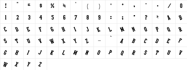 Intramural Jumbled JL Regular  glyph index