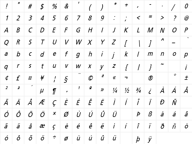 Four Sticks 12 Regular  glyph index