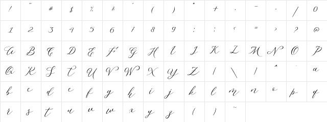 Malliandra Script DEMO Regular  glyph index