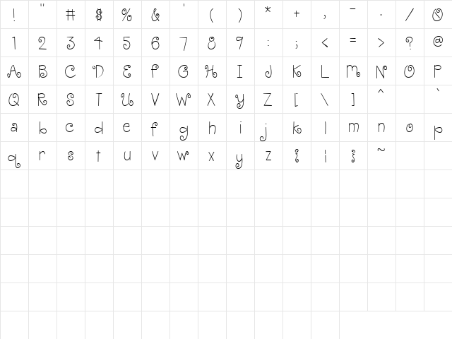 LD Cute Curls Regular  glyph index