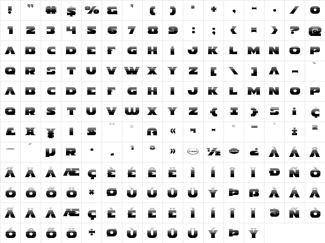 Indigo Demon Halftone Regular  glyph index