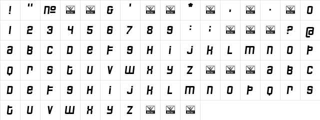 Tjinder Regular  glyph index