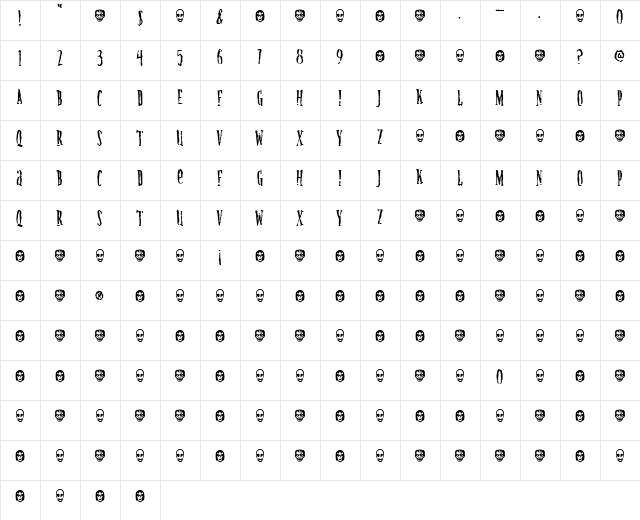 Creature A  glyph index