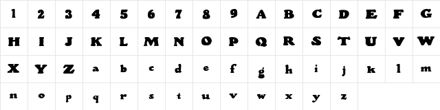 Wood Stevens Bold Regular  glyph index