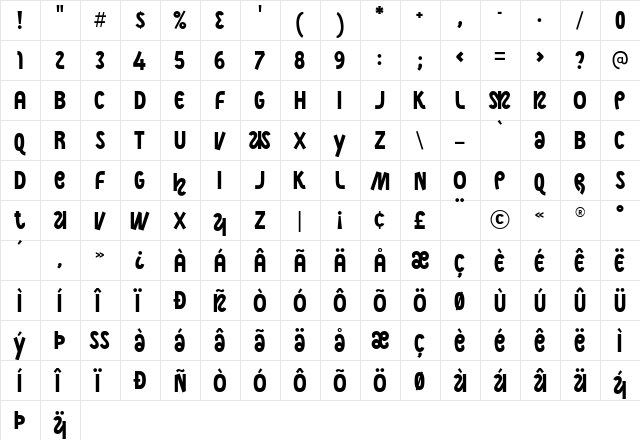 Night Court Regular  glyph index