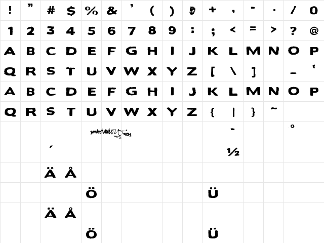 Bactosaurus Regular  glyph index