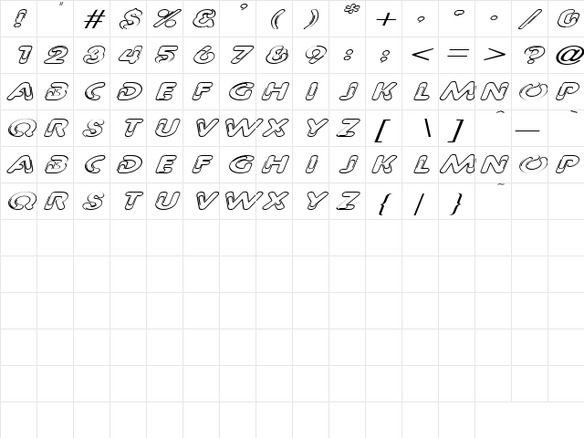 Snow-blind 3 Italic  glyph index