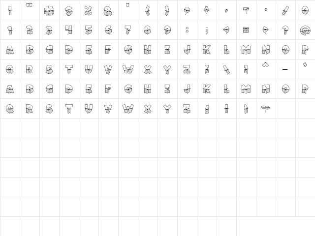 LD Squeegee Regular  glyph index