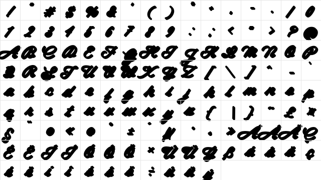 Spagheti Xtrude Personal Use Regular  glyph index