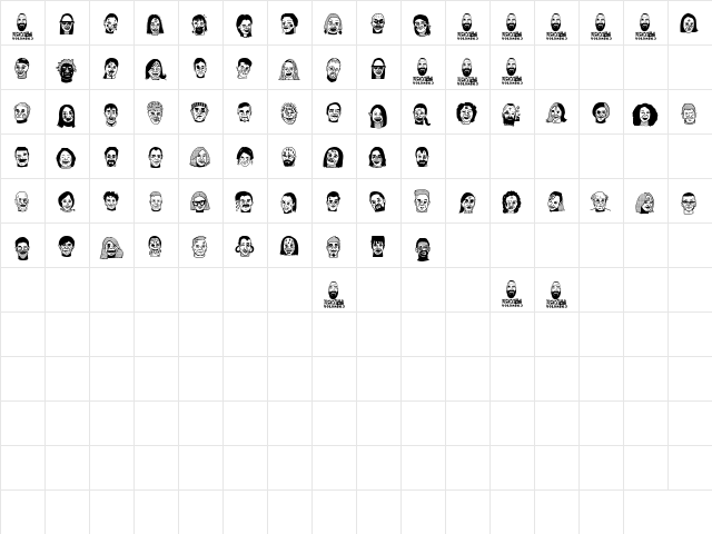 woodcutter people faces vol2 Regular  glyph index