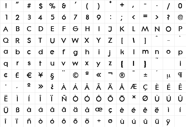 LiteraSerial-Heavy Regular  glyph index