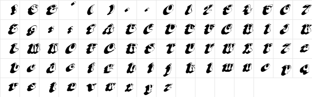 FlashbackExtended Oblique  glyph index
