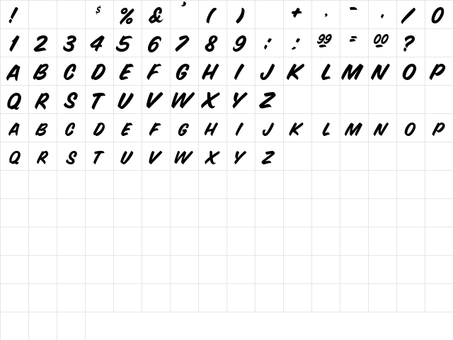 BlarneySCapsSSK Regular  glyph index